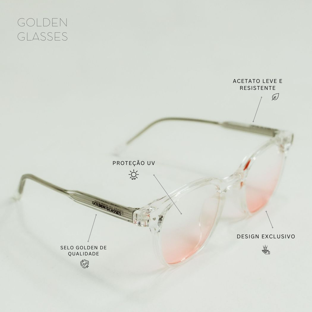 Óculos de Sol Unissex Square Transparente Rosê
