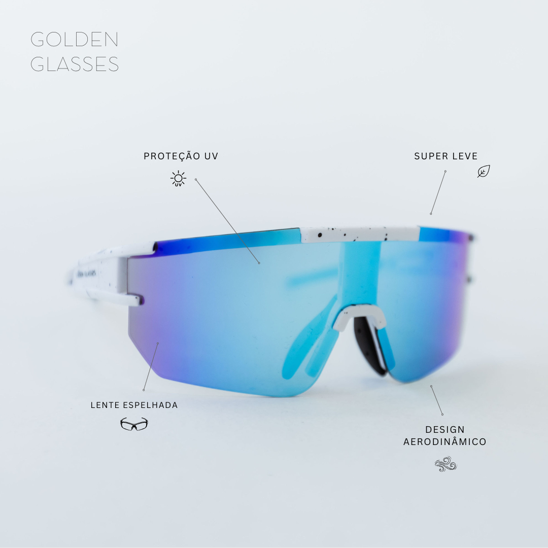 Óculos de Sol Unissex Sport Branco e Azul