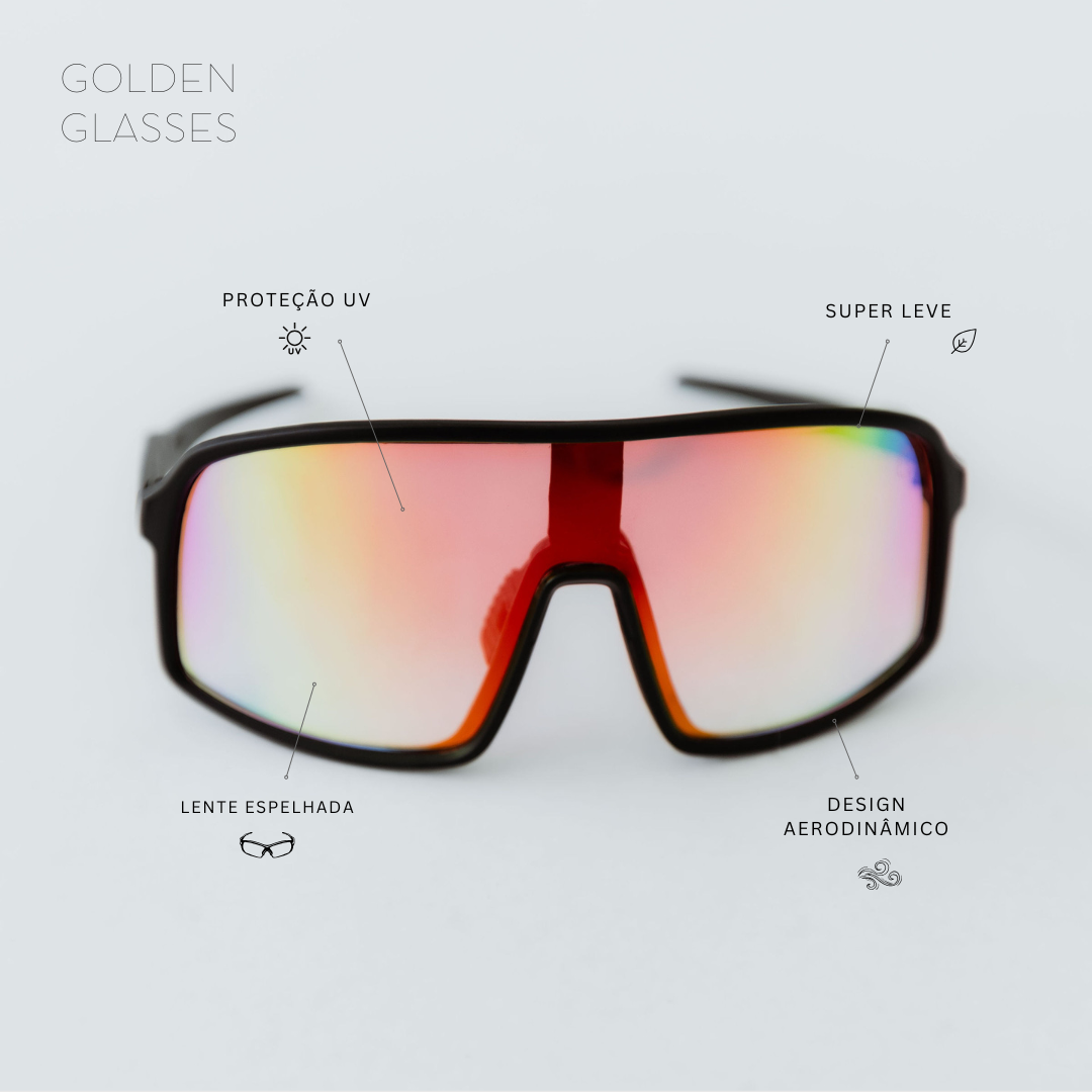 Óculos de Sol Unissex Running Preto e Vermelho
