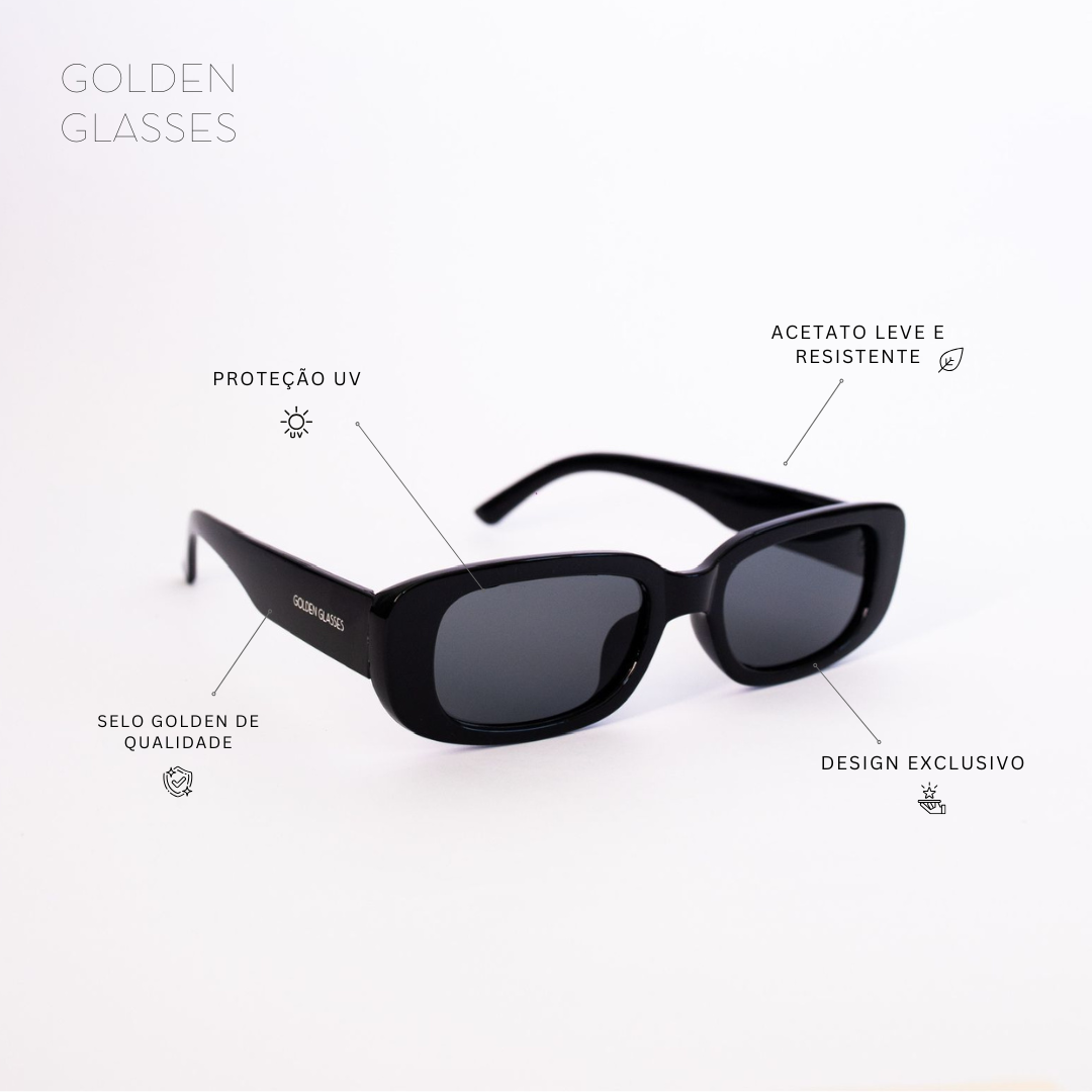 Óculos de Sol Unissex Retrô Preto