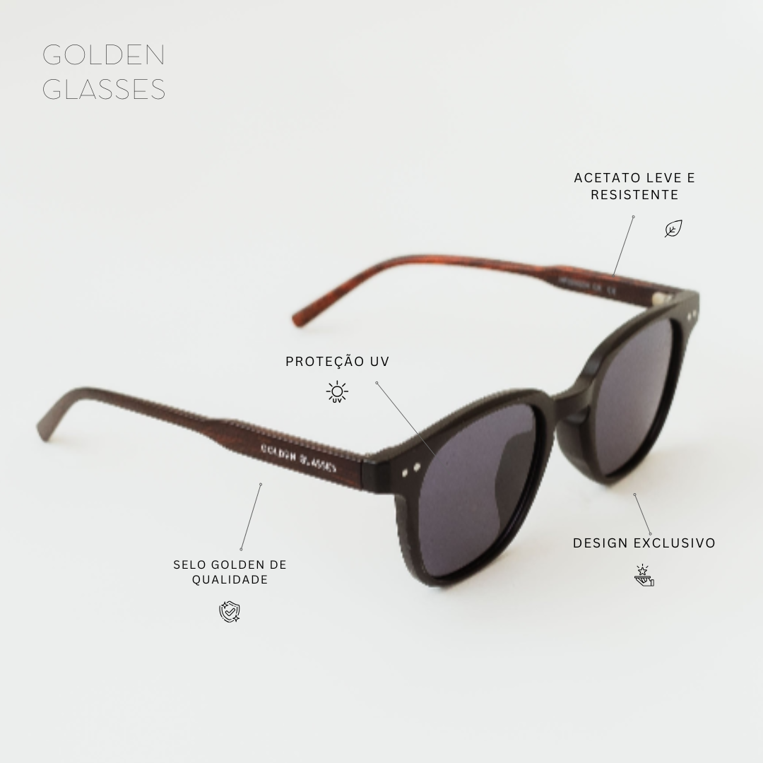 Óculos de Sol Unissex Square Preto Fosco