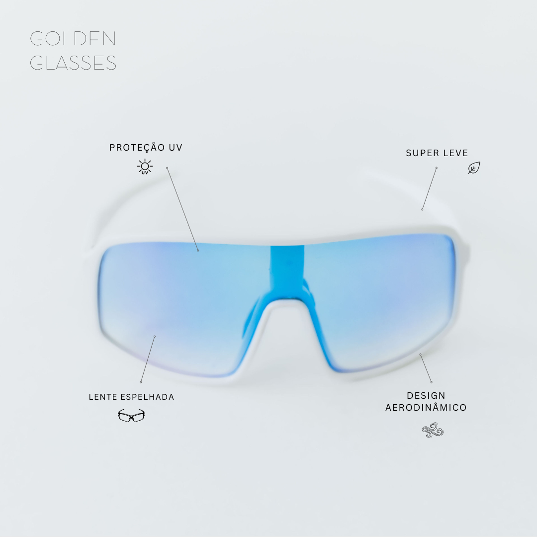 Óculos de Sol Unissex Running Branco e Azul