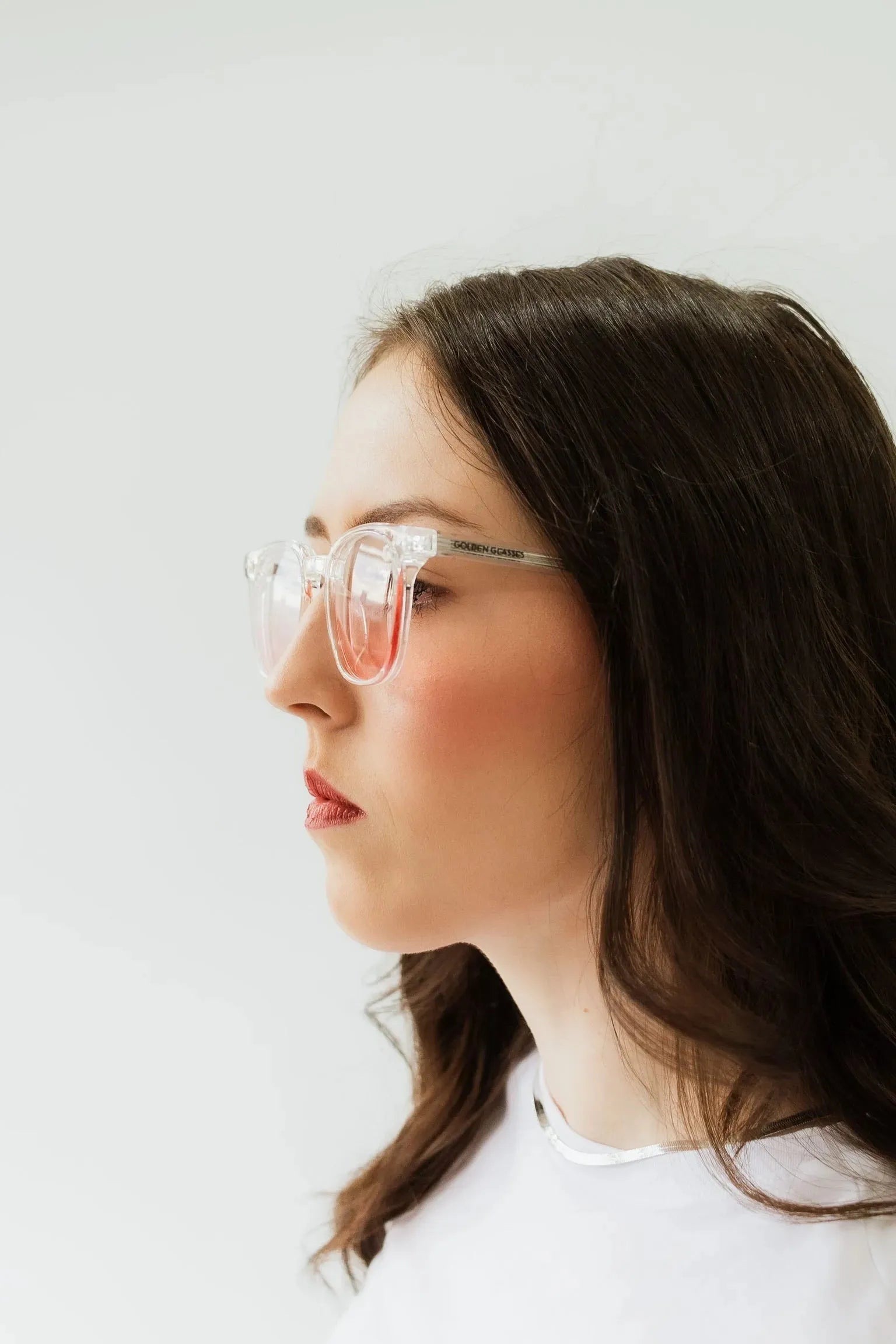 Óculos de Sol Square Transparente Rosê - Golden Glasses