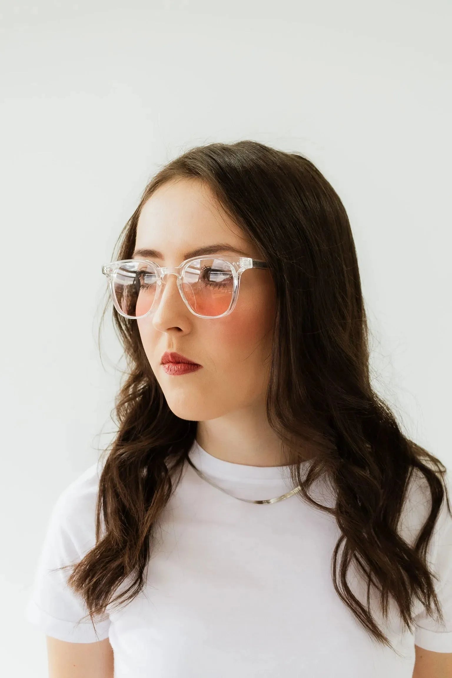 Óculos de Sol Square Transparente Rosê - Golden Glasses