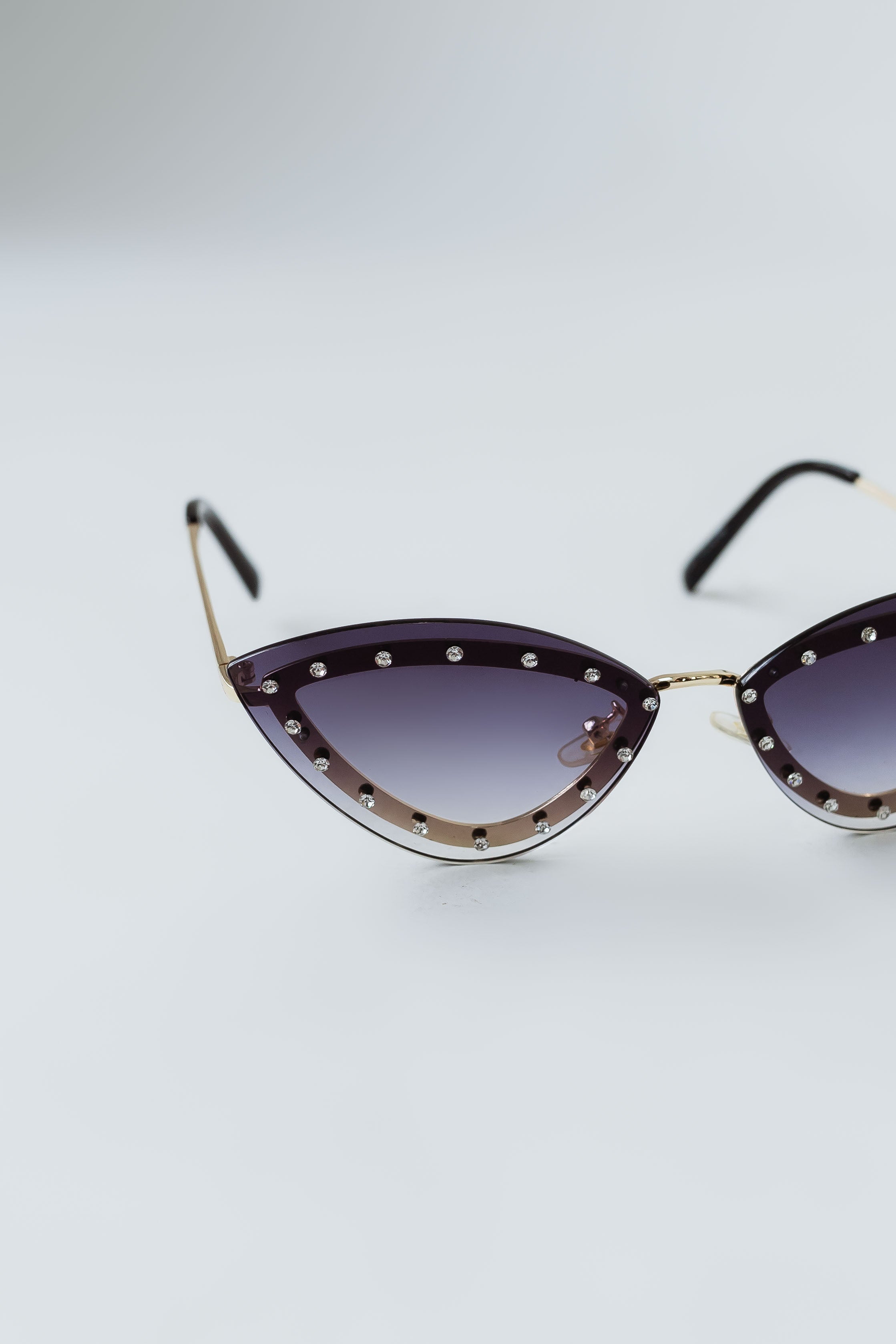 Óculos de Sol Feminino Party Cat Eye Preto com Strass