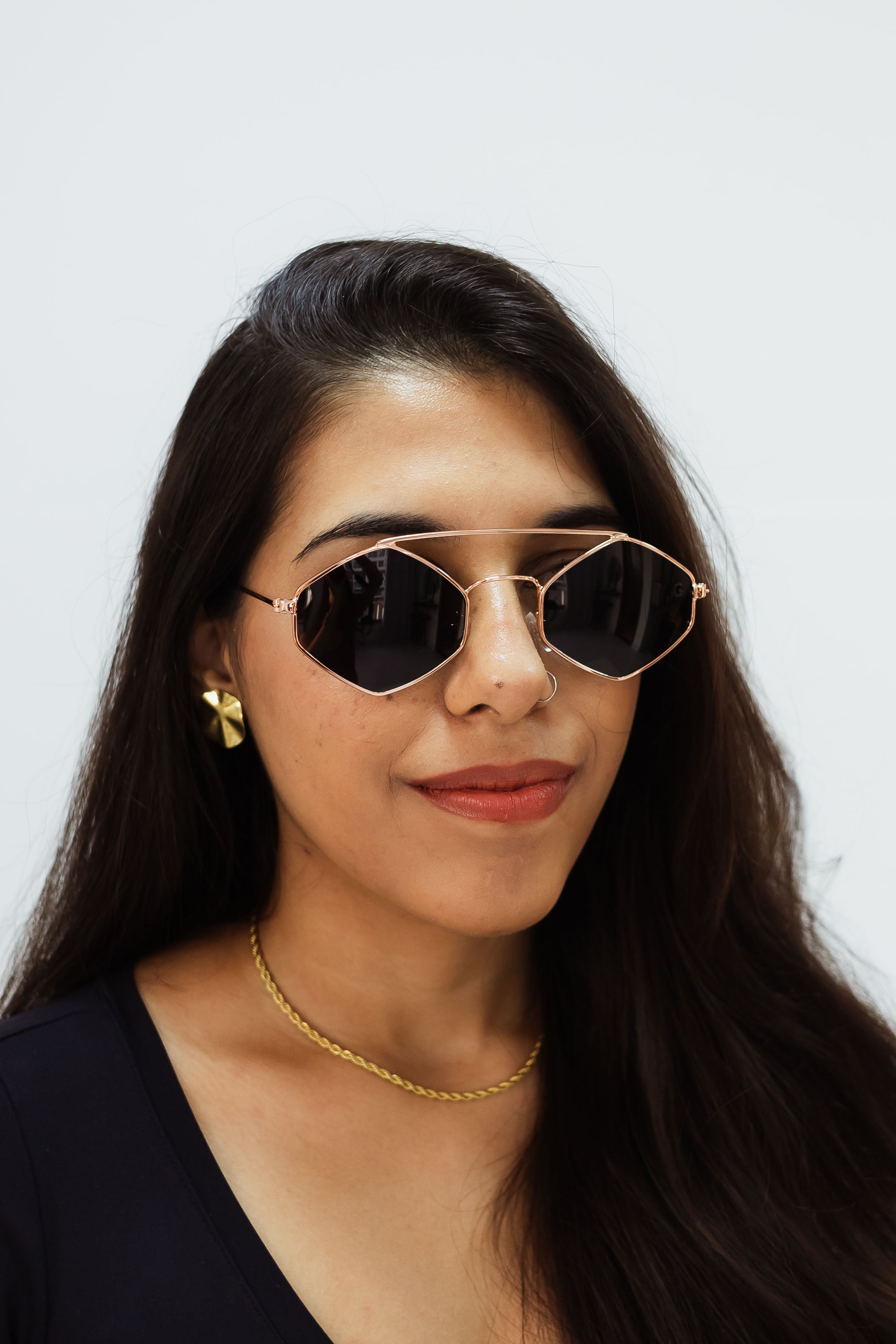 Óculos de Sol Feminino New Prisma Preto e Rosê