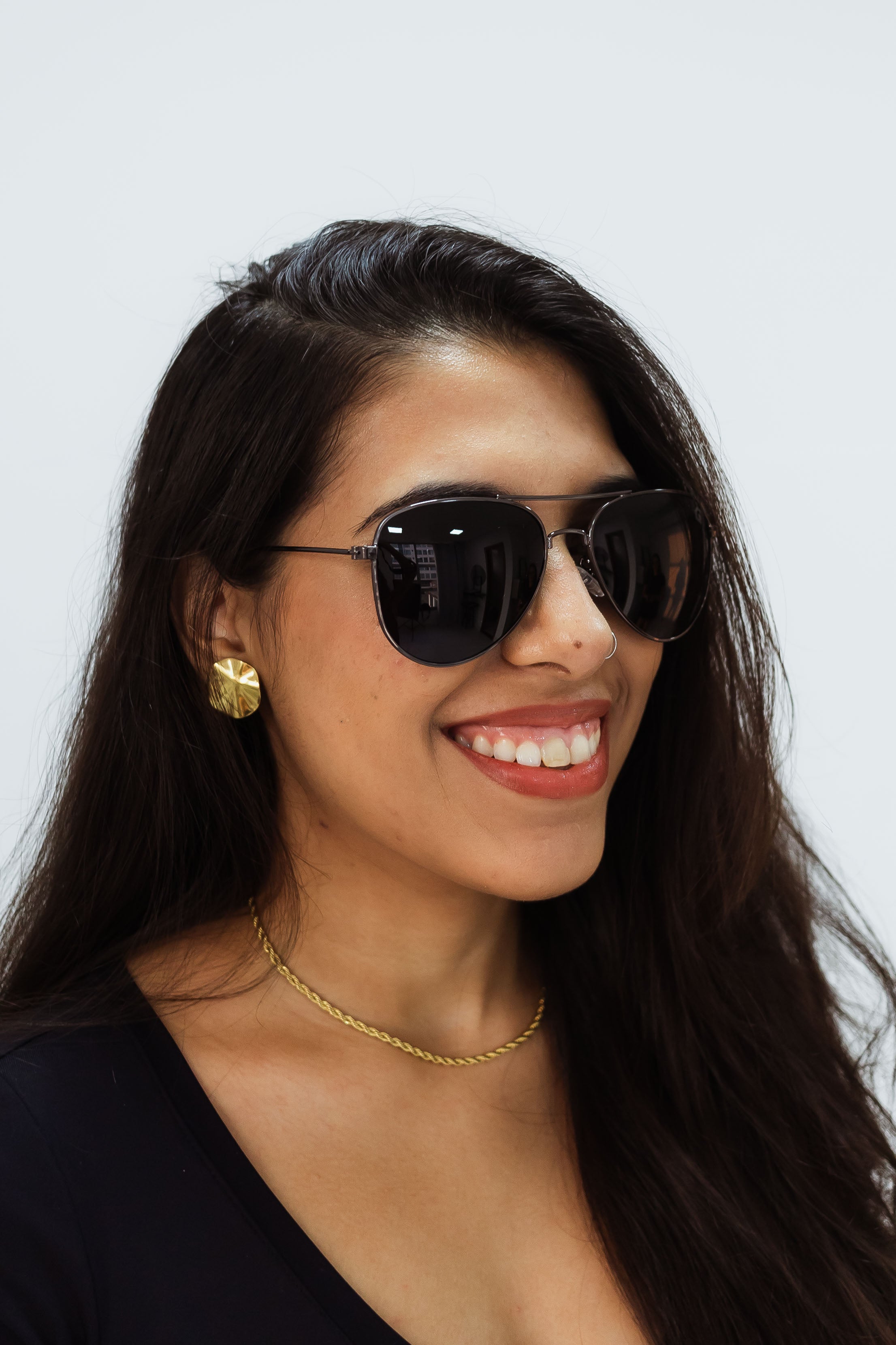 Óculos de Sol Unissex Aviador Clássico Preto