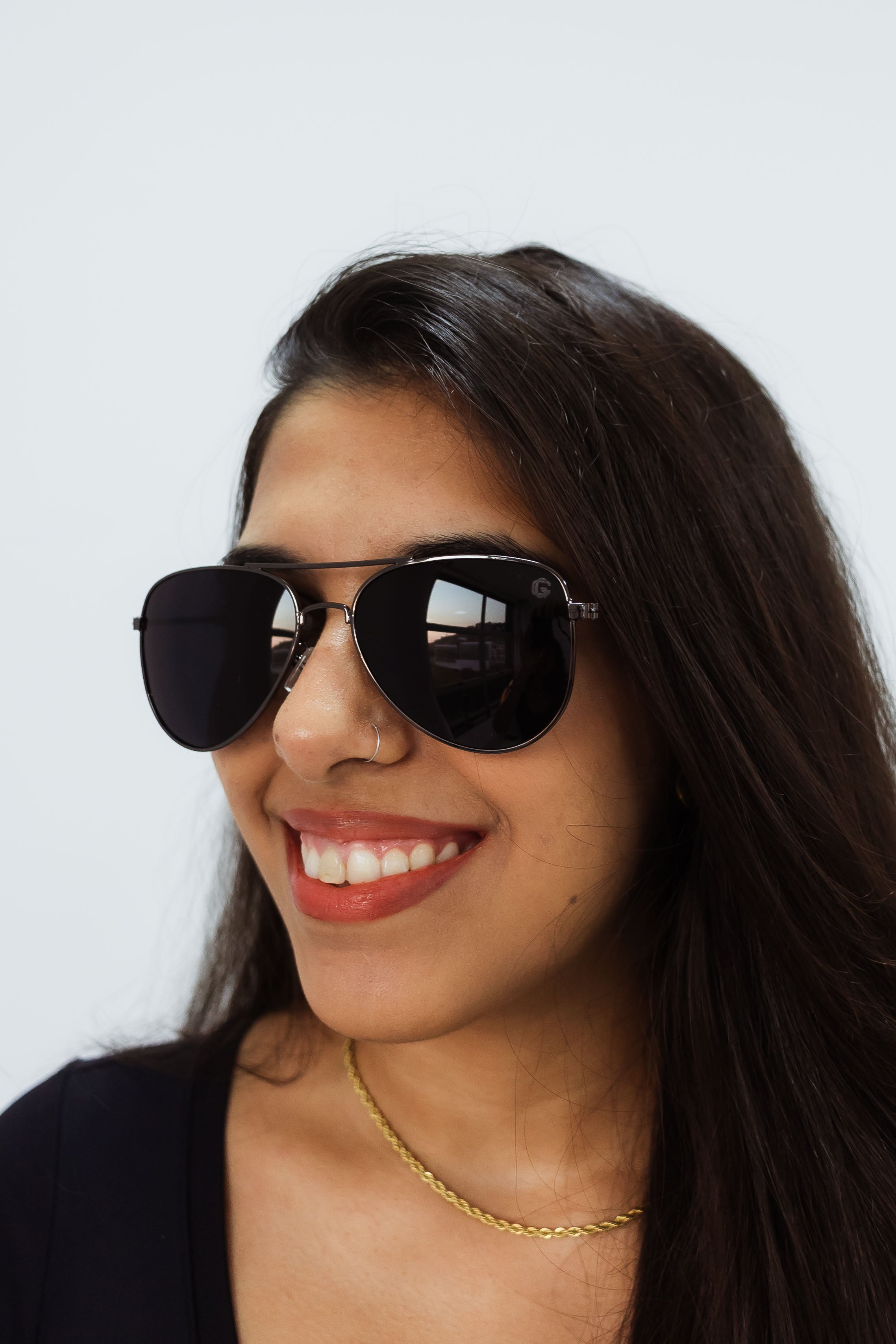 Óculos de Sol Unissex Aviador Clássico Preto