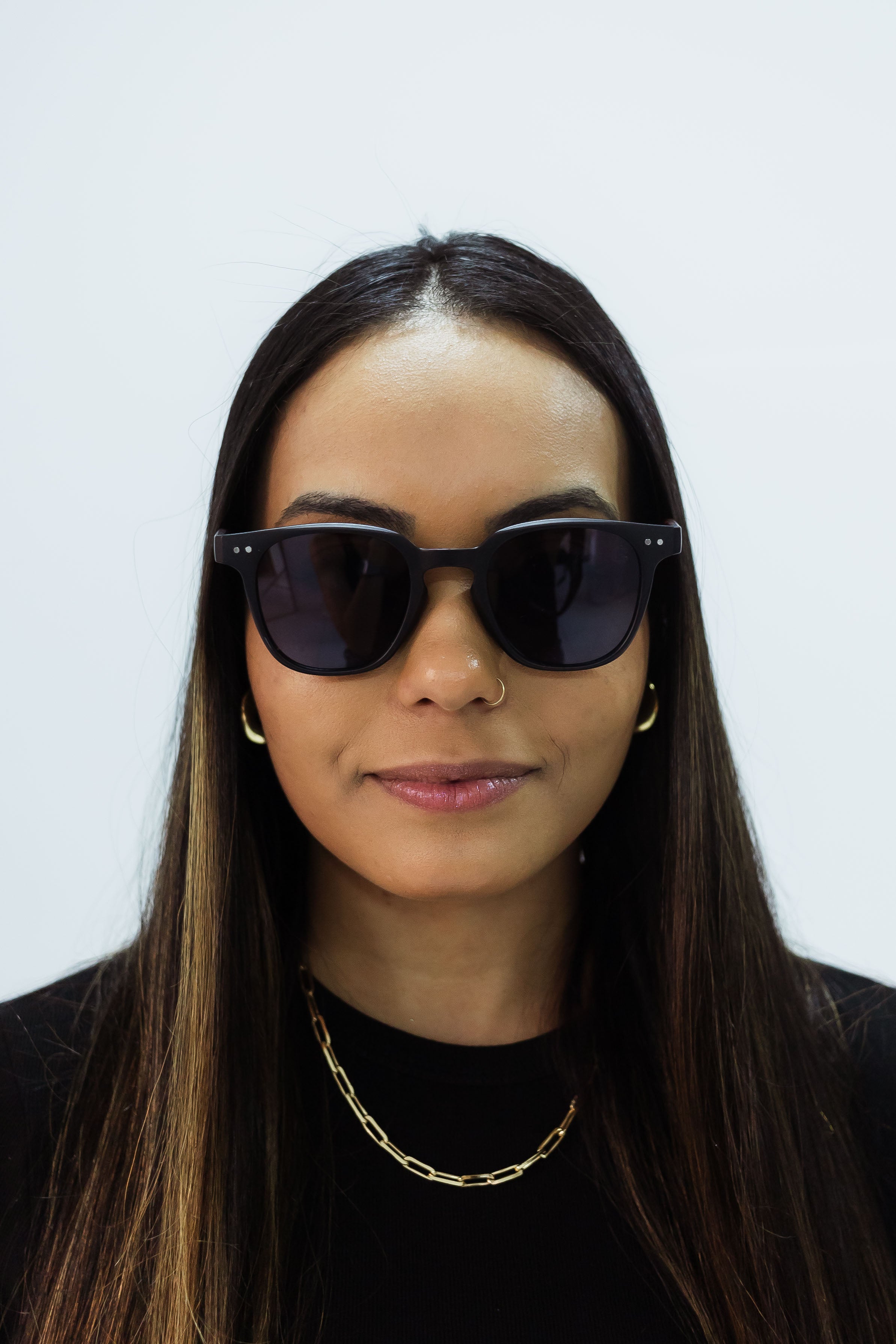 Óculos de Sol Unissex Square Preto Fosco