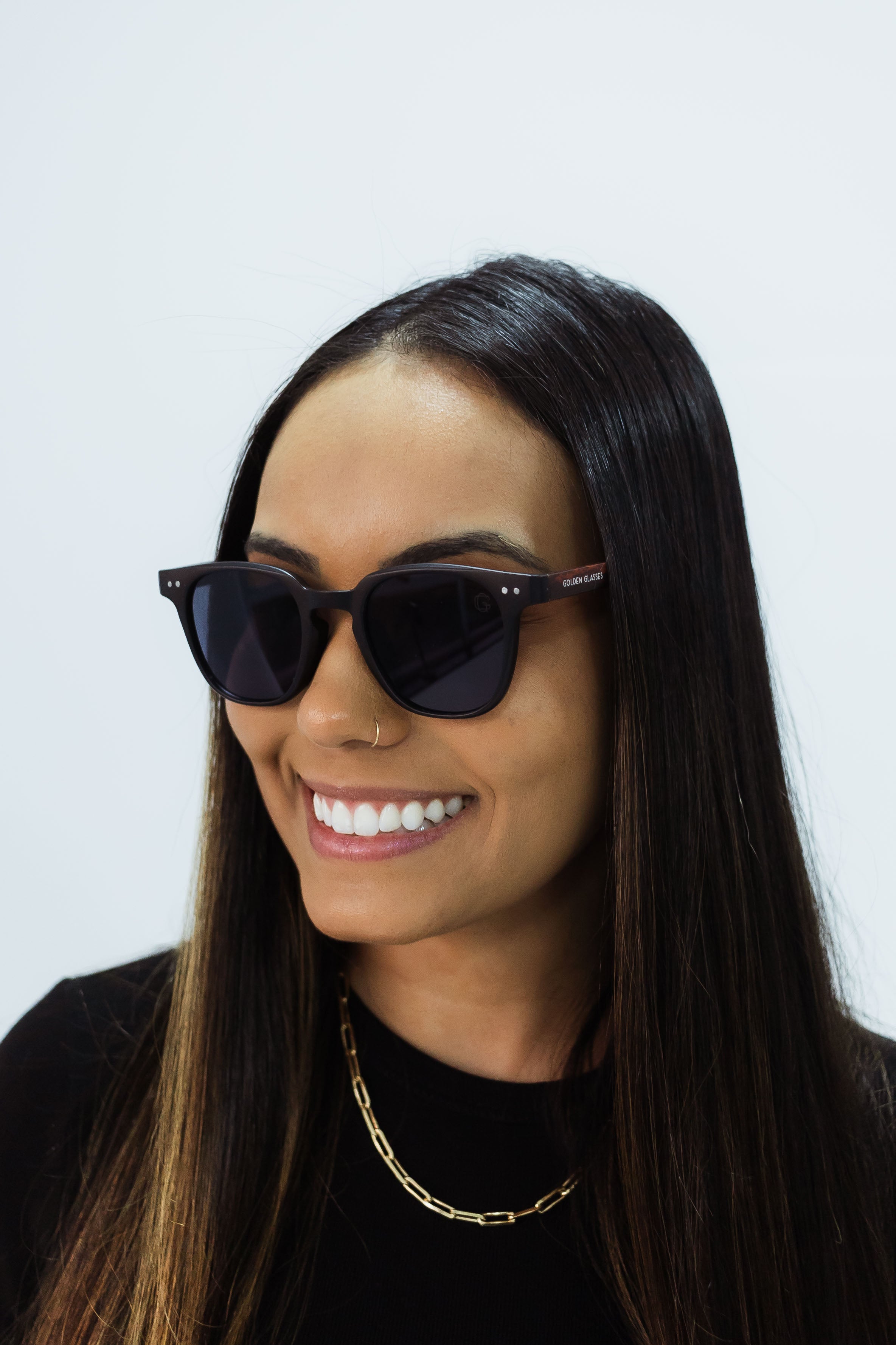 Óculos de Sol Unissex Square Preto Fosco