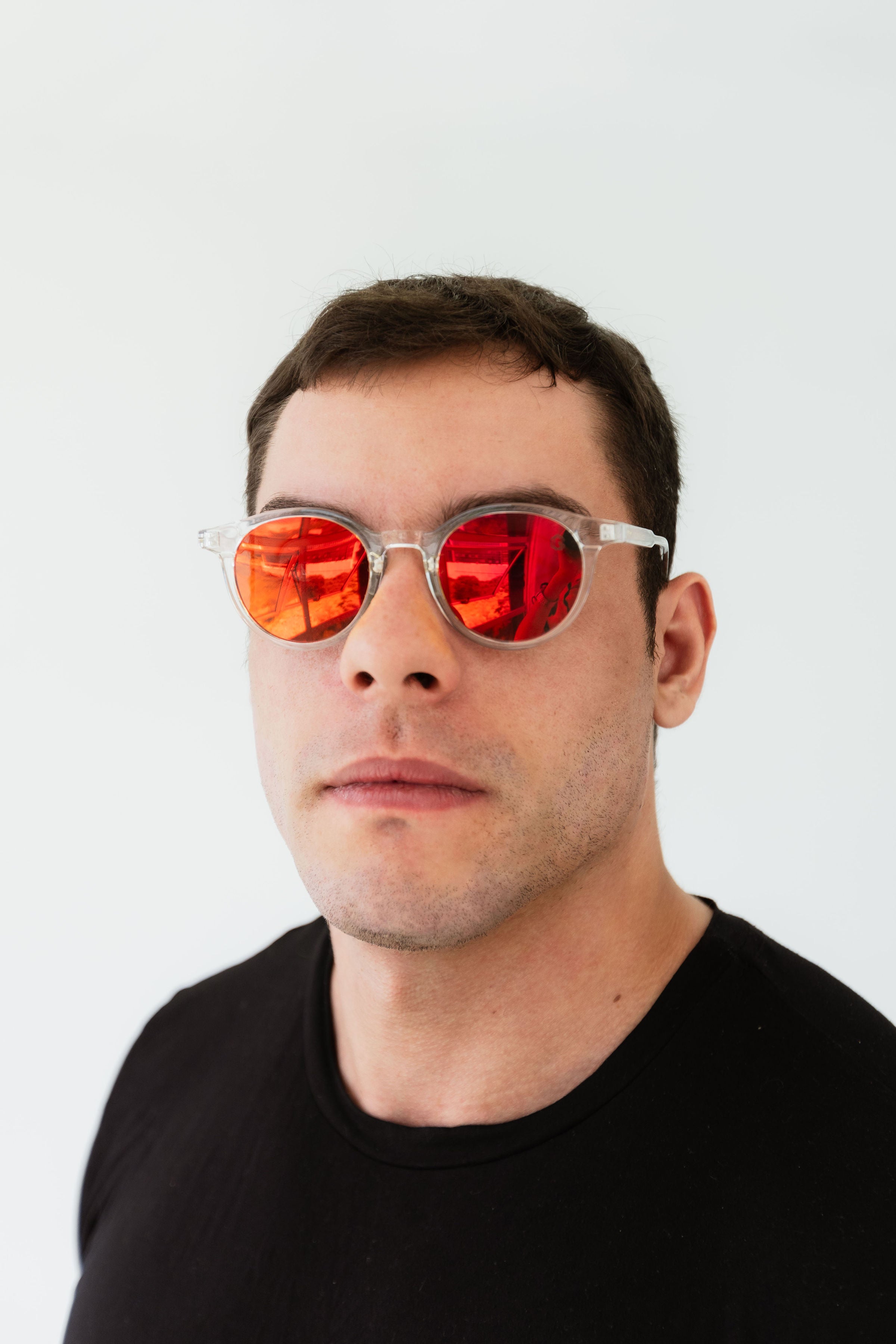 Óculos de Sol Unissex Espelhado Transparente e Vermelho