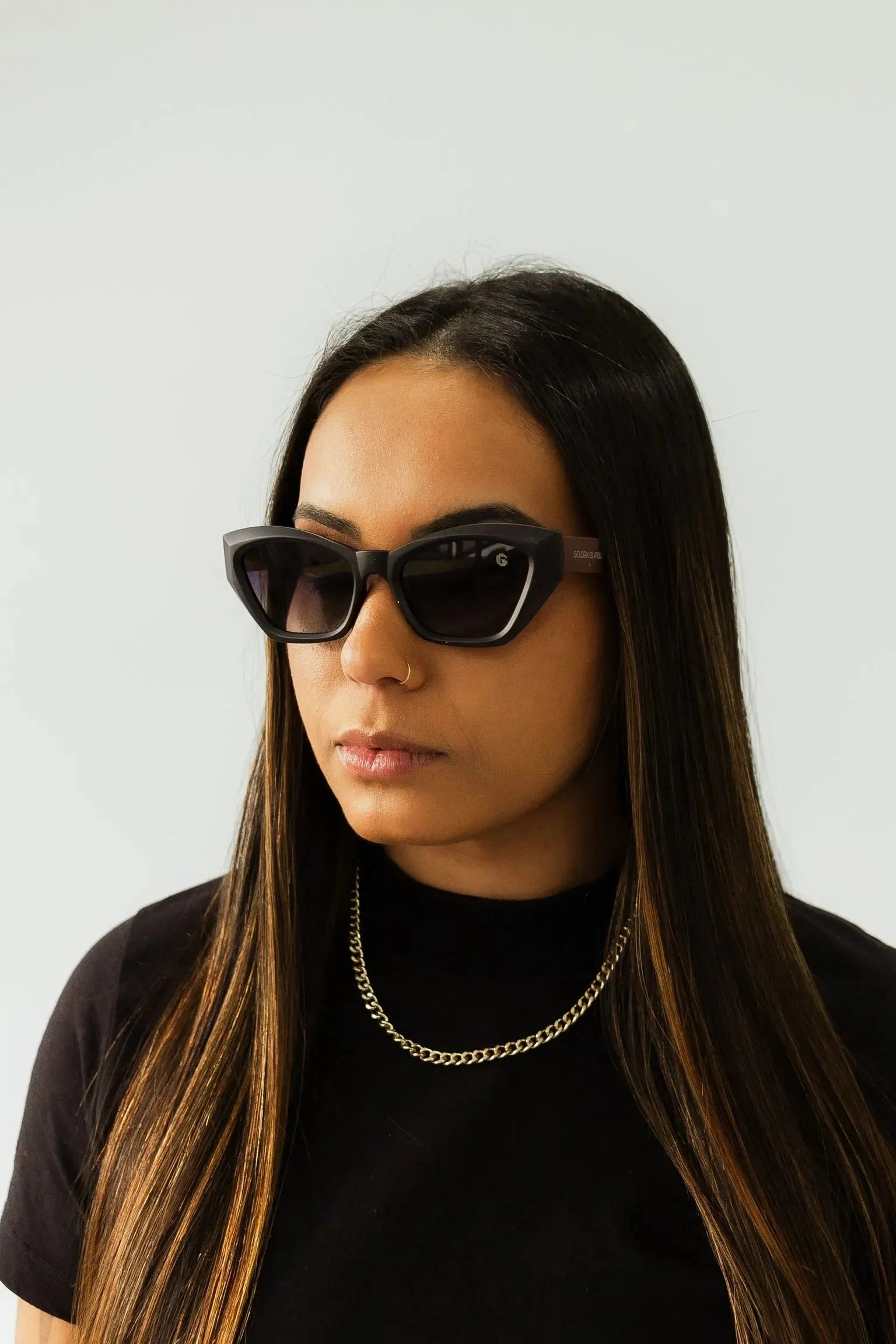 Óculos de sol Lyra Preto e Marrom - Golden Glasses