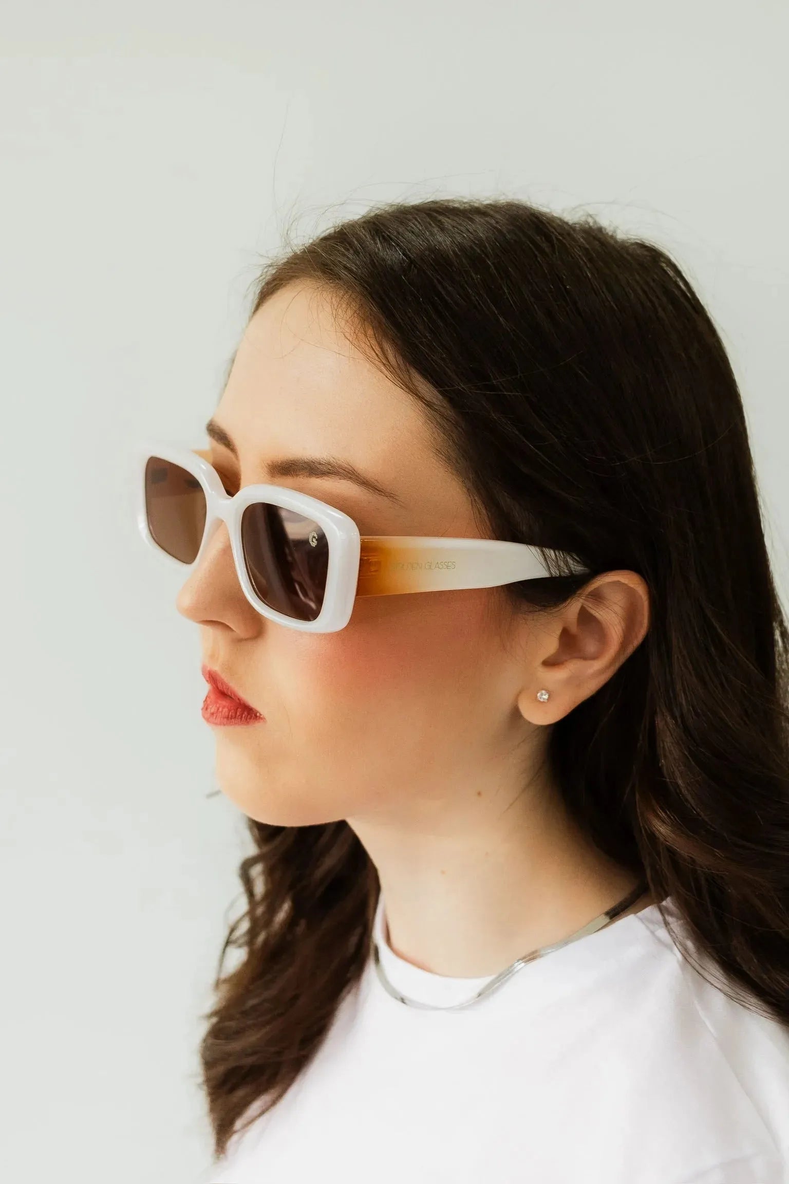 Óculos de Sol Fusion Branco e caramelo - Golden Glasses
