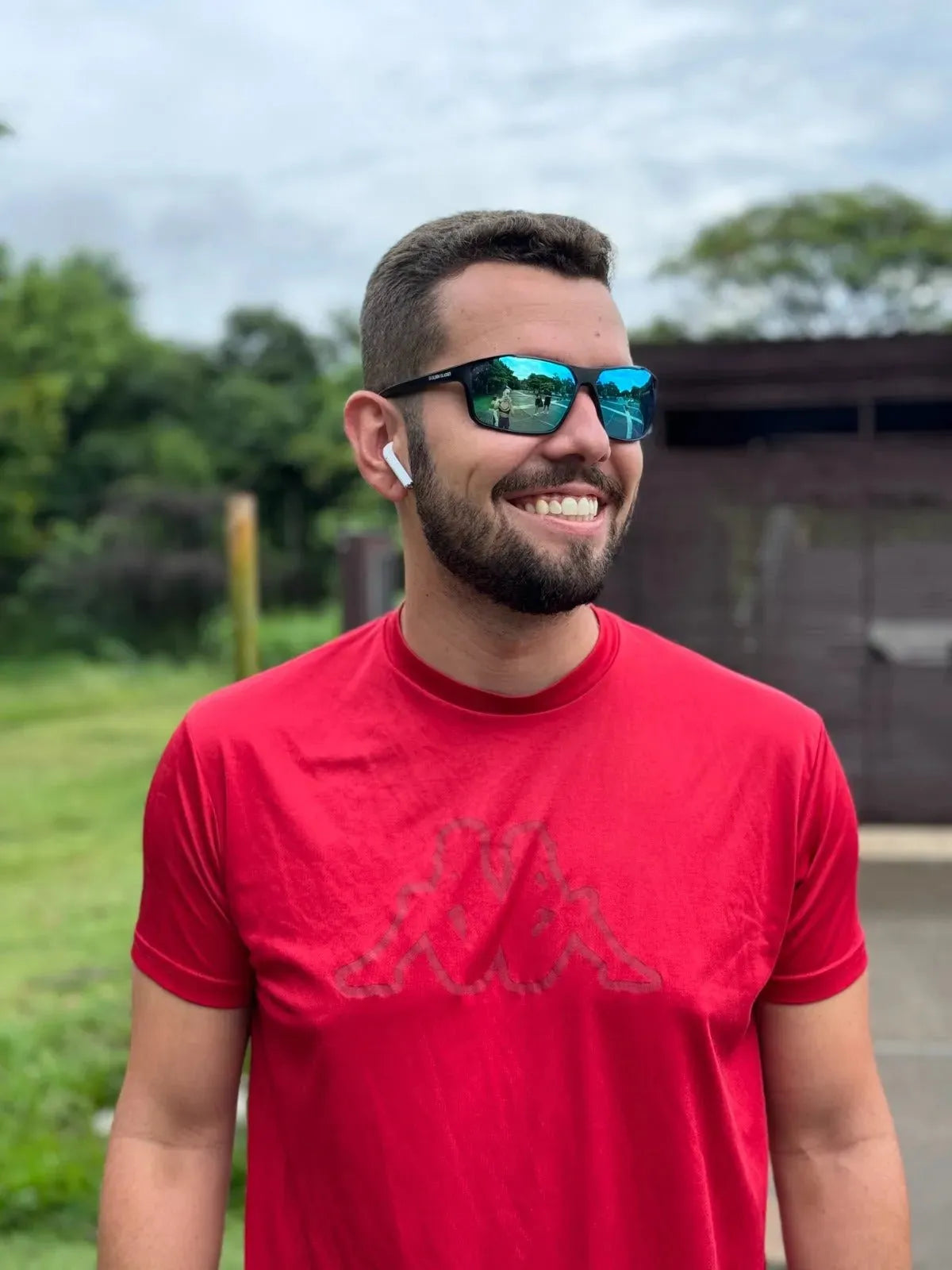 Óculos de Sol Esportivo Polarizado Preto e Azul - Golden Glasses