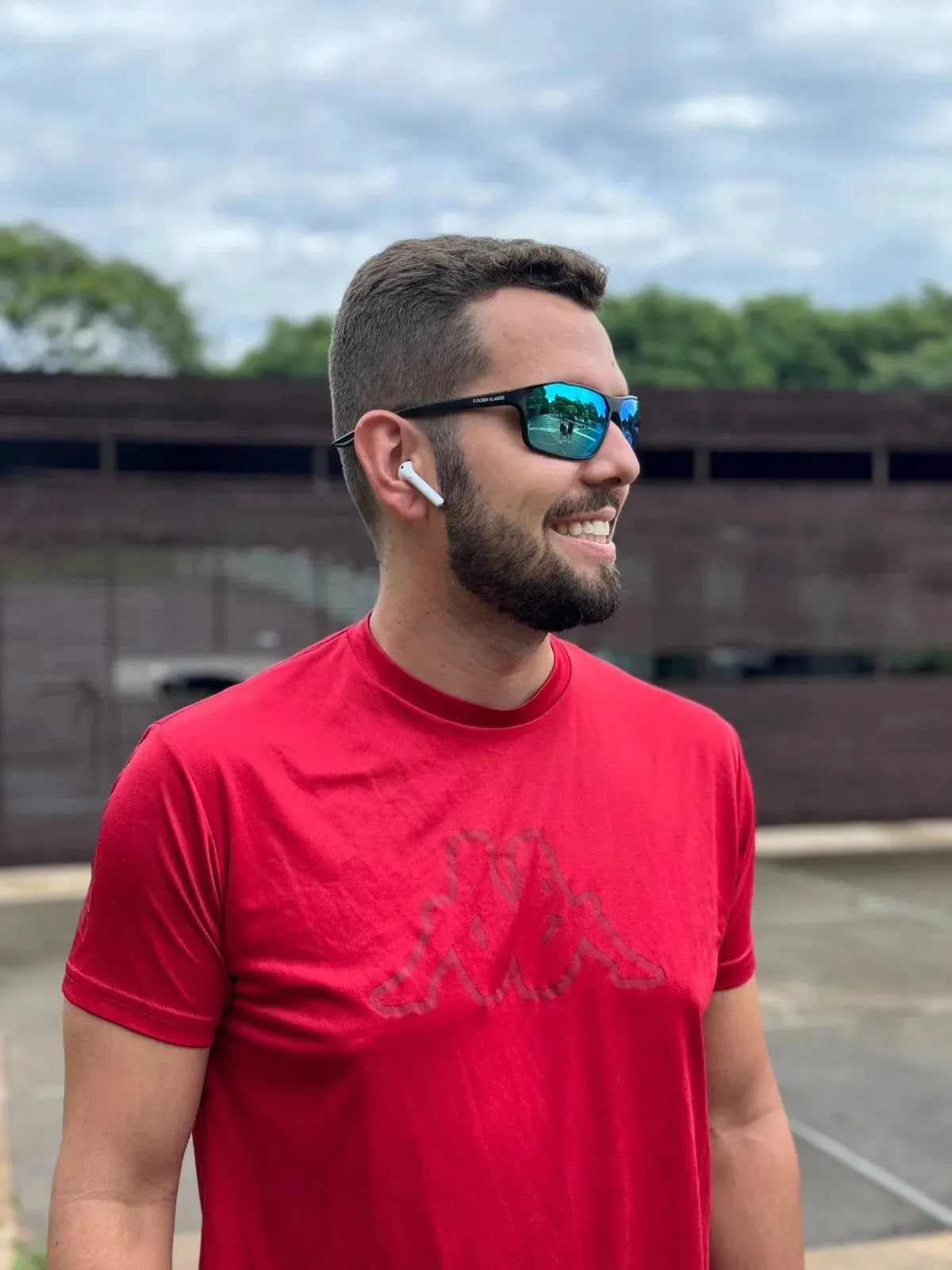 Óculos de Sol Esportivo Polarizado Preto e Azul - Golden Glasses