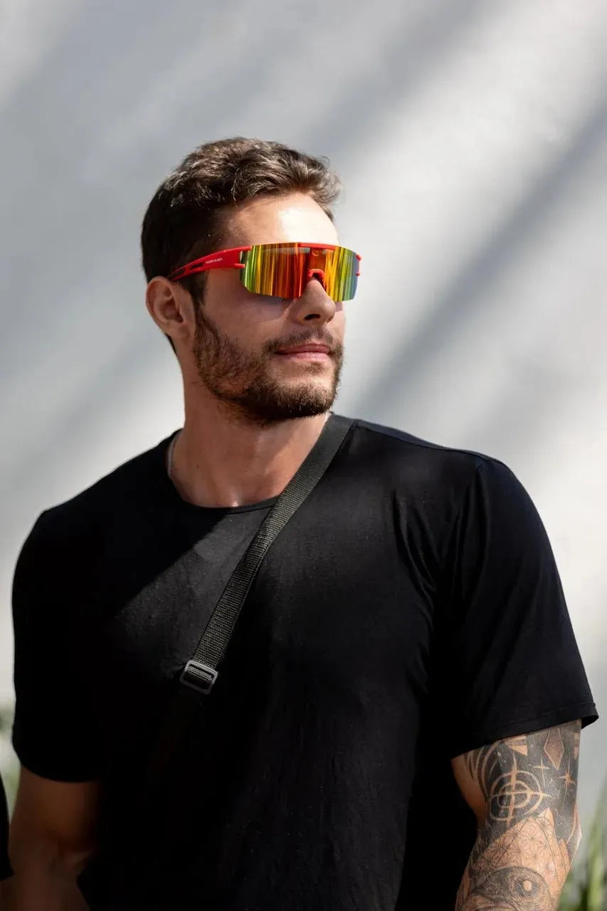 Óculos de Sol Sport Vermelho/Camaleão - Golden Glasses