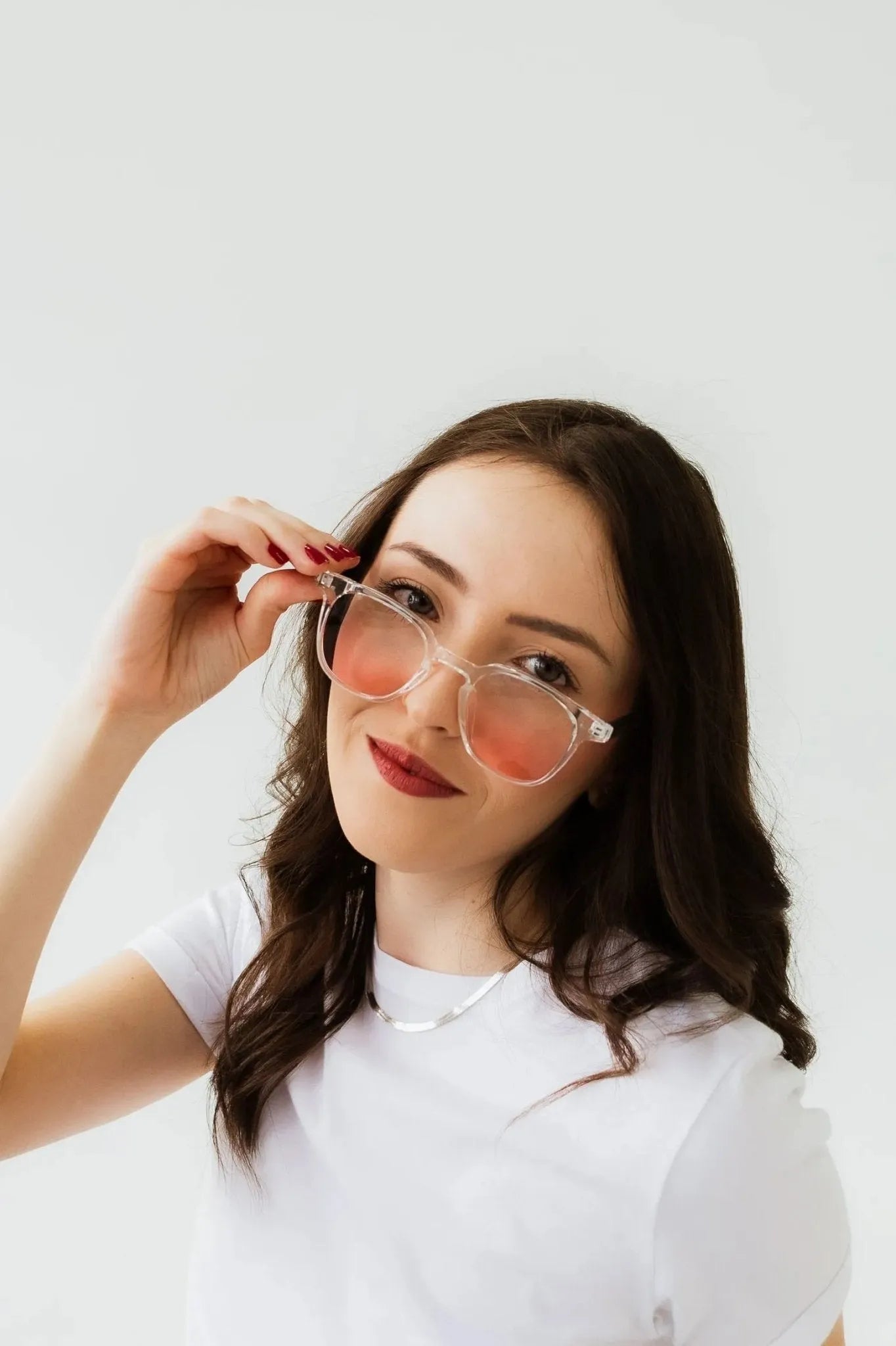 Óculos de Sol Square Transparente Rosê - Golden Glasses